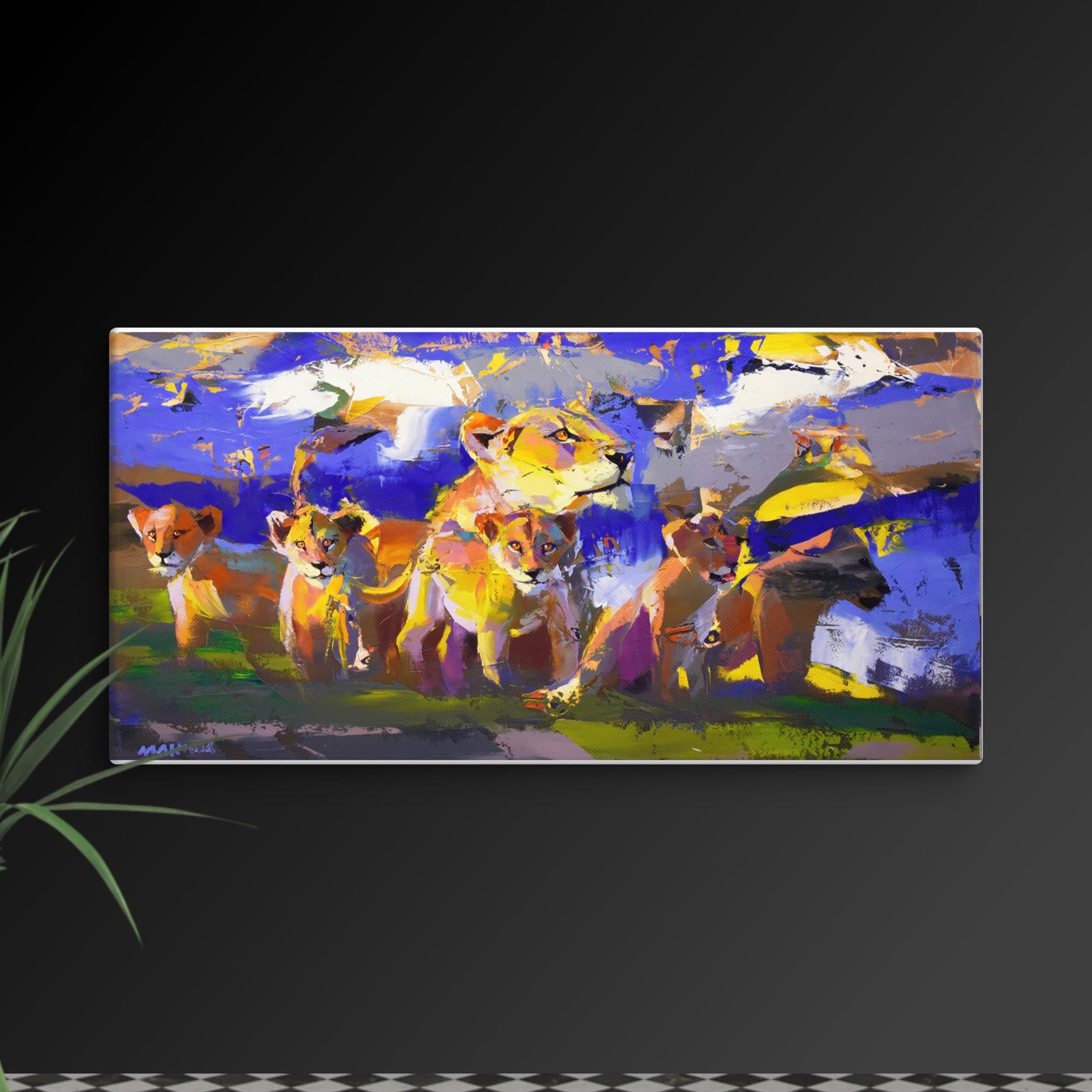 Lioness and Cubs 40x80cm