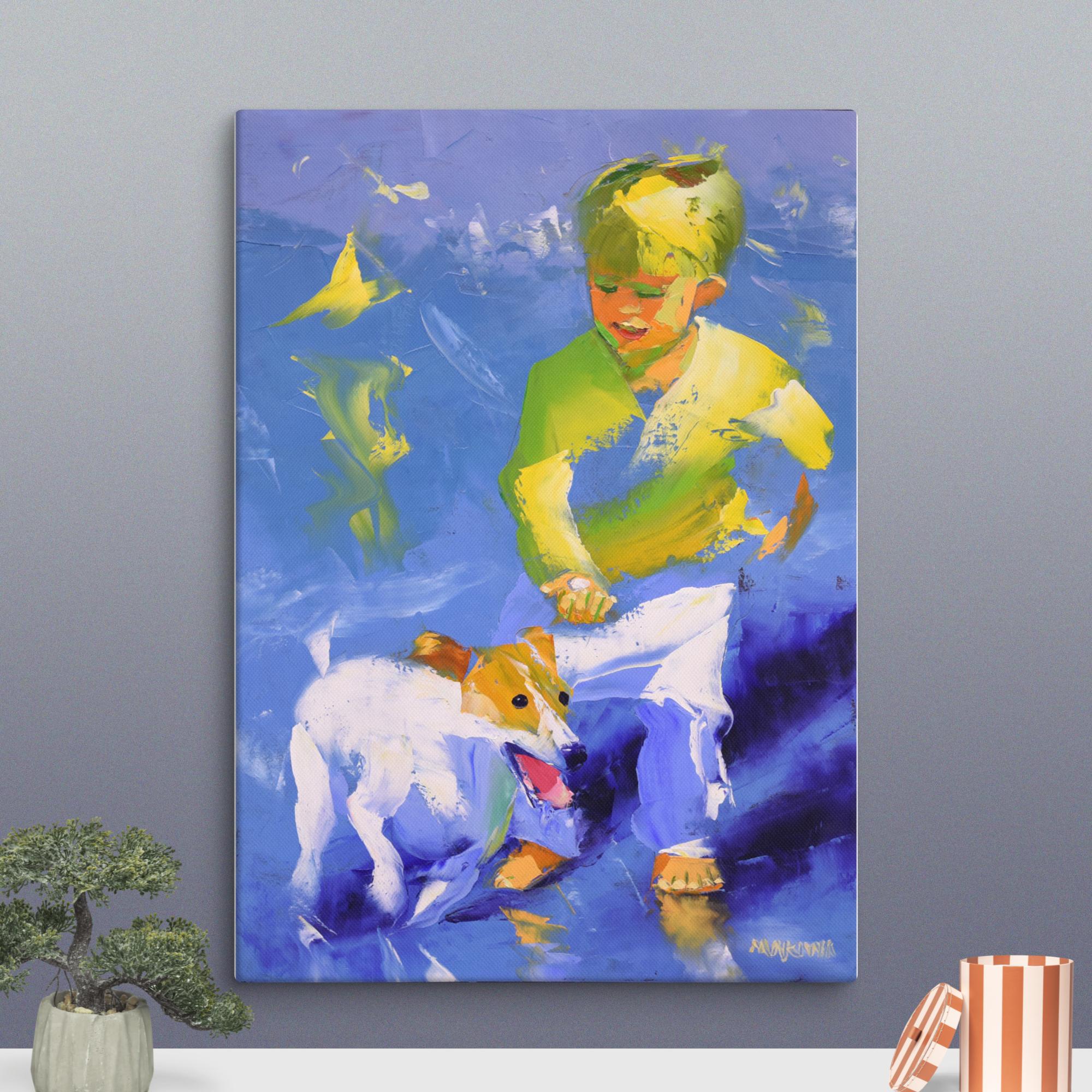 Boy with a Dog 70x50cm